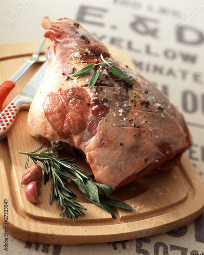 Photo: Leg of lamb prepared to be cooked Leg of lamb prepared to be cooked