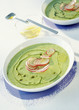 creamed courgette and pink radish soup with hazelnut oil