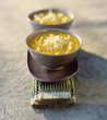 creamed pumpkin soup with fried rice