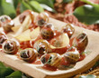 Snails in spicy sauce,filo pastry chips