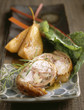 Saddle of rabbit with pears