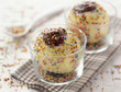 Egg-shaped pears with chocolate mousse