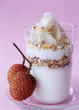Yoghurt with litchis,muesli and coconut