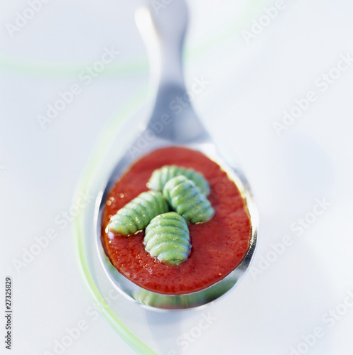 Photo: Spiruline gnocchi with tomato sauce Spiruline gnocchi with tomato sauce