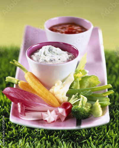 Photo: raw vegetables and dips raw vegetables and dips