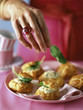 Puff pastries filled with blue cheese and hazelnuts
