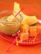 Diced melon with coconut and milk jam
