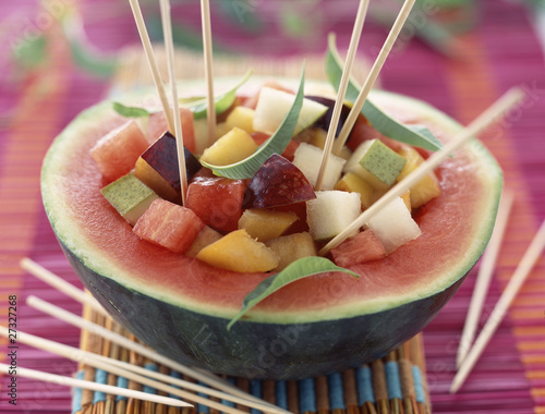 Photo: fruit salad surprise in melon fruit salad surprise in melon