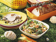 Broad bean and butter bean salad with Italian-style roast porc