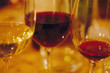 glasses of red and white wine