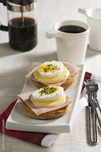 Photo: Egg and ham muffins and black coffee Egg and ham muffins and black coffee