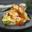 Salmon Teriyaki with tagliatelles and salmon roe
