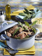 Veal knuckle with asparagus and morels