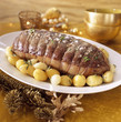 Roast bison with small potatoes