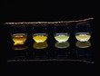 Giant bread stick with sesame seeds and different flavored oils