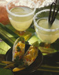 Chicory,Fromage frais and mango canapés,lime cocktails