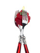 Two forks with present-shaped candle
