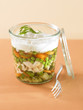 Verrine of chicken and vegetable aspic terrine