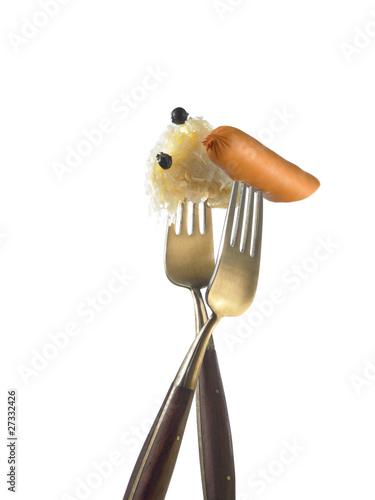 Photo: Two forks with Choucroute Two forks with Choucroute