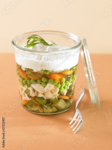Photo: Verrine of chicken and vegetable aspic terrine Verrine of chicken and vegetable aspic terrine