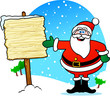 Santa Claus with wooden sign