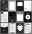 Set of 12 elegant black and white cards/invitations