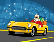 Vector: Santa Convertible car Santa Convertible car