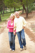 Senior Couple enjoying walk in park