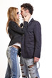 passionate couple flirting