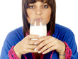 Teenager Drinking Glass of Milk. Model Released
