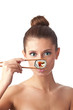 Sushi girl isolated