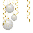 Images : Boules de No�l blanches et ornements or
