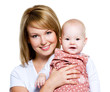 Portrait of the beautiful happy mother with baby