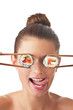 Sushi girl isolated