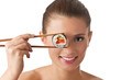 Sushi girl isolated
