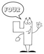 Outlined Friendly Number 4 Four Guy With Speech Bubble Outlined Friendly Number 4 Four Guy With Speech Bubble