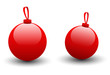 Boules de Noël rouges glossy, avec ombres.