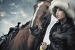 Cute woman with horse