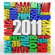 Quadro New year 2011. Cube consisting of the numbers Quadro New year 2011. Cube consisting of the numbers