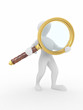 Searching. Men with loupe.