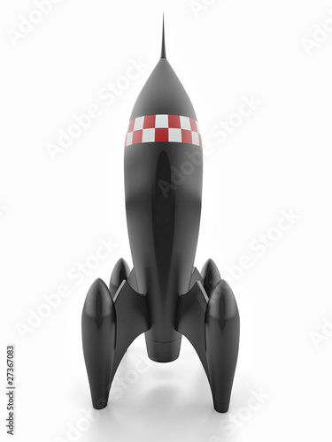 Illustration: Model of rocket on white isolated background Model of rocket on white isolated background