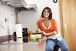 Woman eating her breakfast