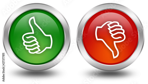 Illustration: Thumb up down voting buttons Thumb up down voting buttons