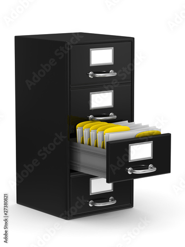 Illustration: Filing cabinet on white. Isolated 3D image Filing cabinet on white. Isolated 3D image
