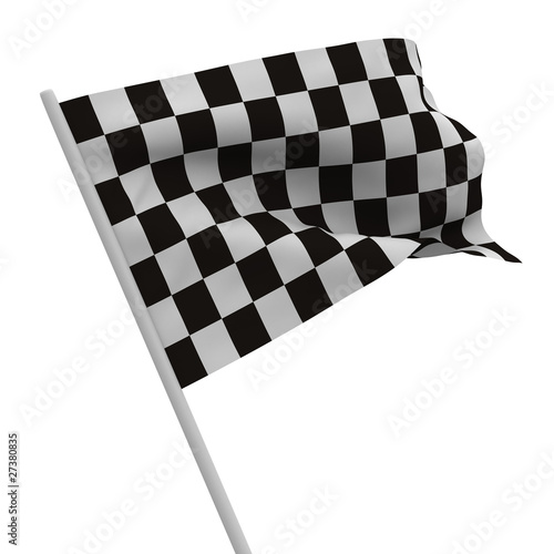 Illustration: finishing checkered flag on white background. Isolated 3D image finishing checkered flag on white background. Isolated 3D image