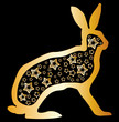 Golden zodiac rabbit symbol