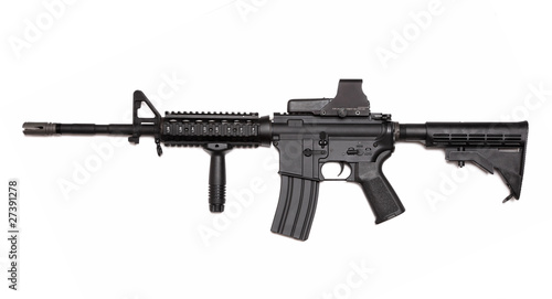 Photo: US Army M4A1 rifle with holographic sight. US Army M4A1 rifle with holographic sight.