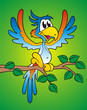 Blue Parrot with  Green Background