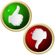 grüner JA Button und roter NEIN Button mit goldenem Rand