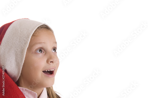 Photo: child in a red cap on the white background child in a red cap on the white background